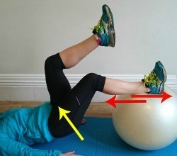 Using a gym ball in a controlled roll-in and roll-out is great for the hamstrings